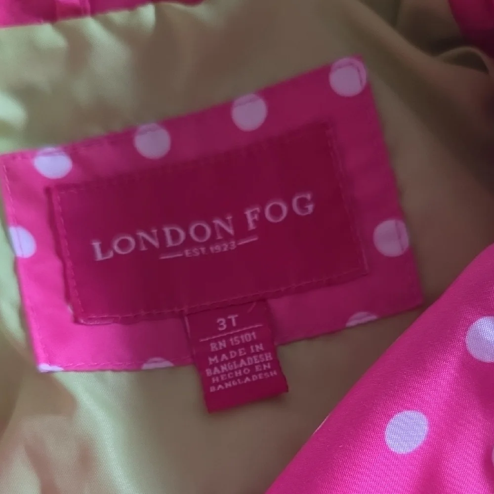 London Fog Kids Raincoat in Pink with White Polka Dots 3T